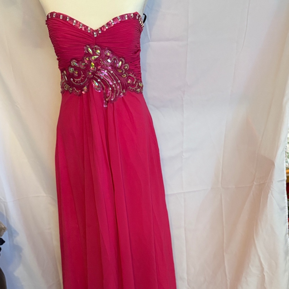 Long Formal Beaded /Sequined Pink Dress W/Shawl